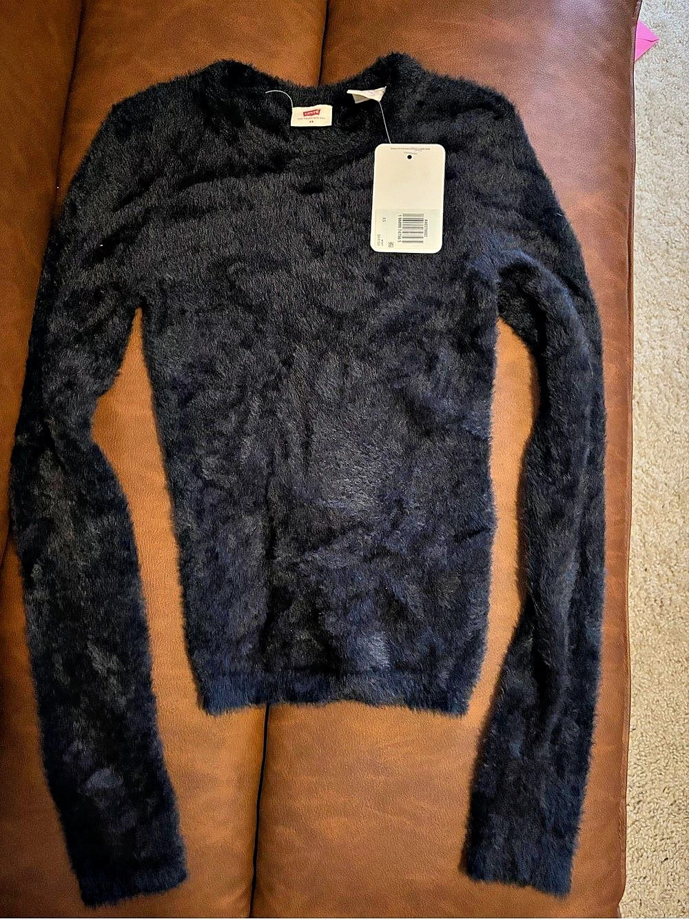 Levi's Bunny Sweater Fuzzy Crewneck Black XS NWT